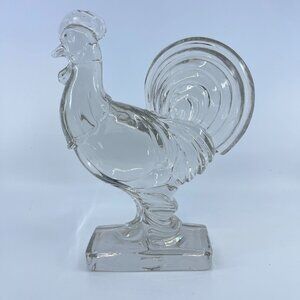 vintage paden city clear glass chanticleer rooster figurine 1940's